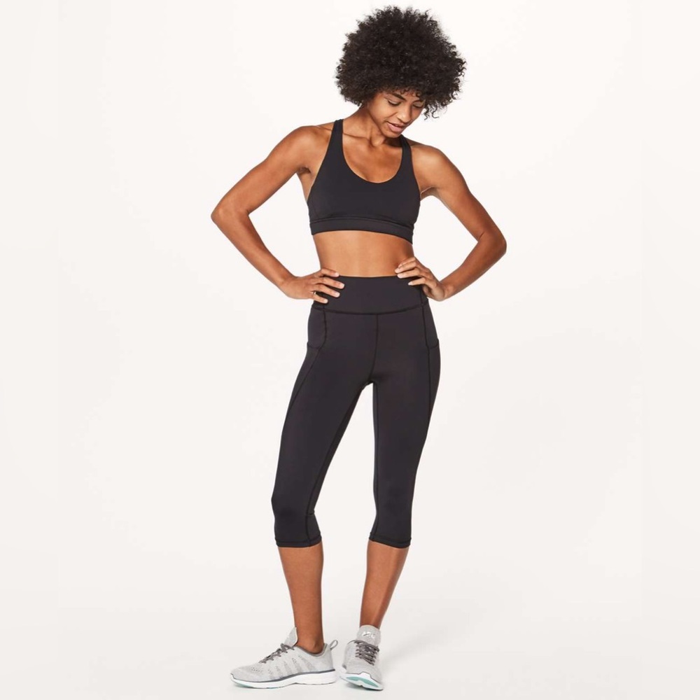 Lululemon Break Free Crop Nulux 17" Leggings Black Size 4 Running Gym Sports - Picture 3 of 16